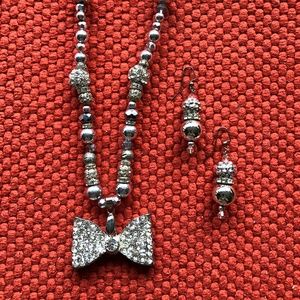 crystal bow jewelry set